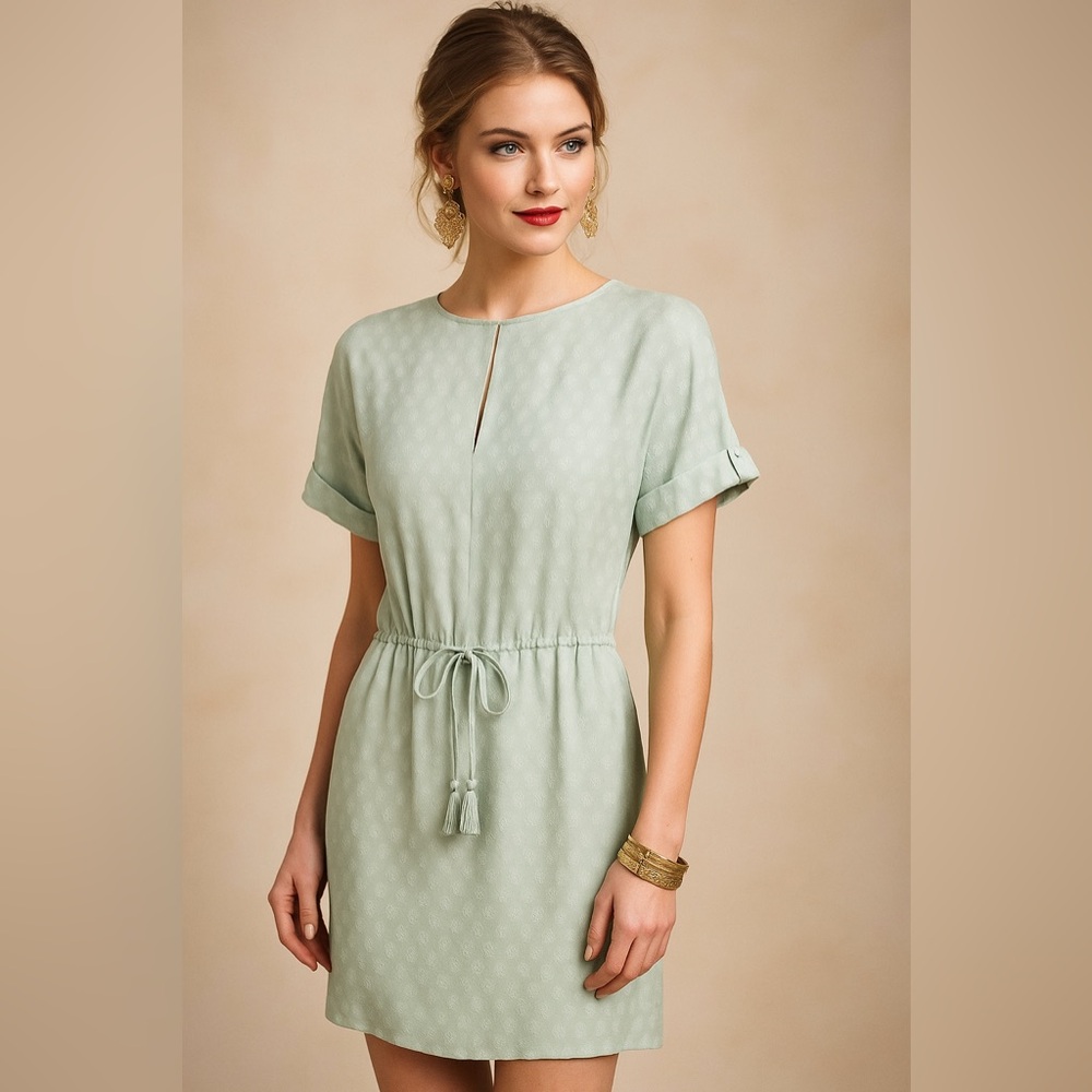 Tory Burch Erica Silk With Pockets Mint Medium Dress NWT